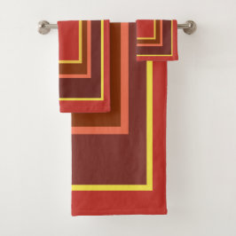 Conjunto De Toalhas Queda Corn Amarelo Amarelo Vermelho Geométrico
