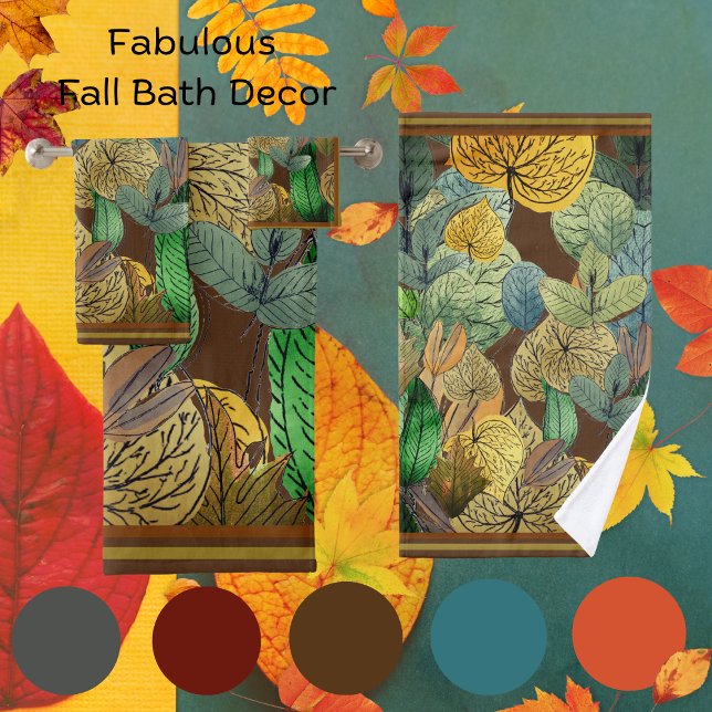 Conjunto De Toalhas Queda Deixa Verde, Castanho, Ferrugem, Castanho Ch (Criador carregado)