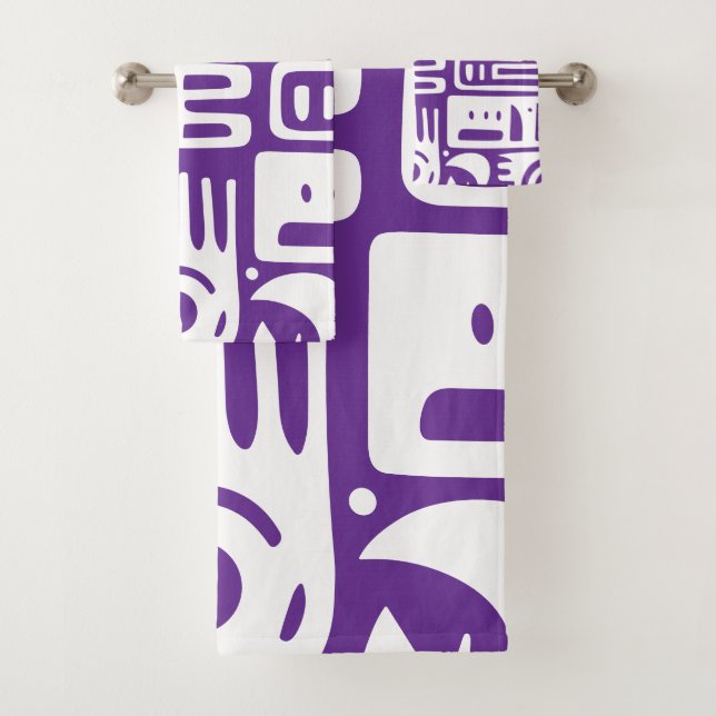 Conjunto De Toalhas rabiscos roxos e brancos 1 de 4 (Insitu)