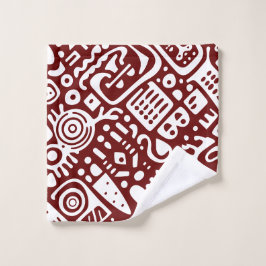 Conjunto De Toalhas Rabiscos vermelhos e brancos escuros 3 de 4