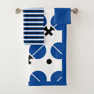 Conjunto De Toalhas Rackers de tênis de mesa e esfera com borda azul