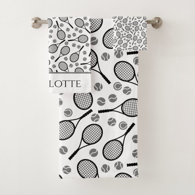 Conjunto De Toalhas Rackets de Tênis preto e Cinzas simples (Insitu)
