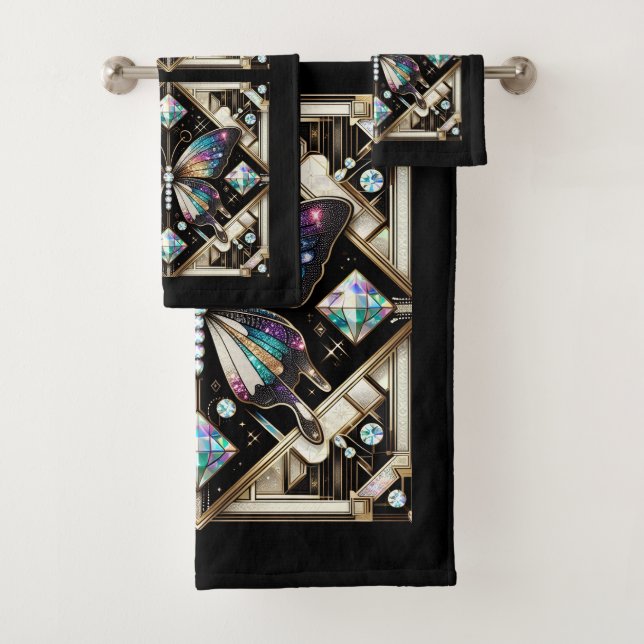 Conjunto De Toalhas Rainbow Butterfly Art Deco Art Nouveau (Insitu)