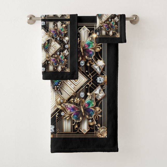 Conjunto De Toalhas Rainbow Butterfly Art Deco Art Nouveau (Insitu)