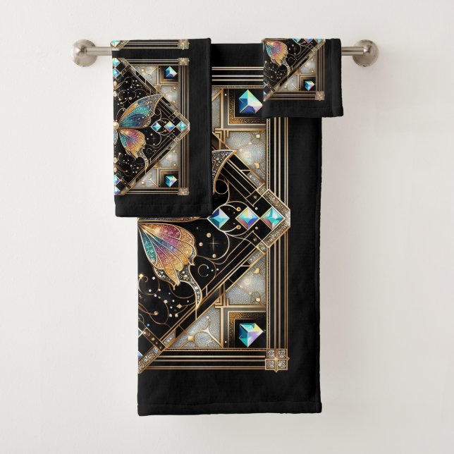 Conjunto De Toalhas Rainbow Butterfly Art Deco Art Nouveau (Insitu)