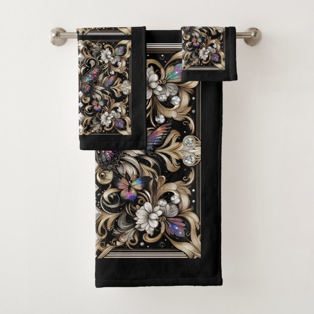 Conjunto De Toalhas Rainbow Butterfly Art Deco Art Nouveau (Insitu)