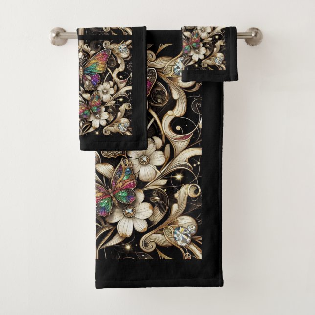 Conjunto De Toalhas Rainbow Butterfly Art Deco Art Nouveau (Insitu)