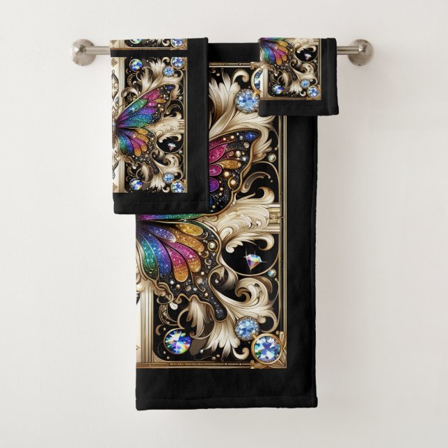 Conjunto De Toalhas Rainbow Butterfly Art Deco Art Nouveau (Insitu)