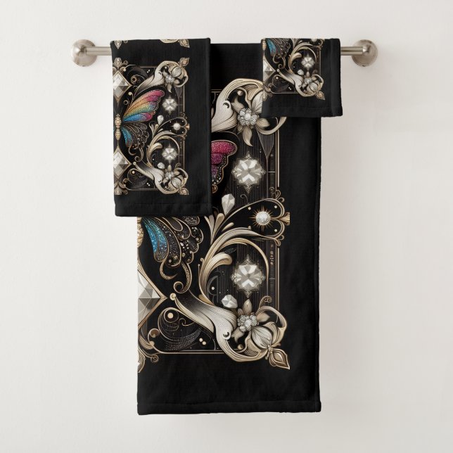 Conjunto De Toalhas Rainbow Butterfly Art Deco Art Nouveau (Insitu)