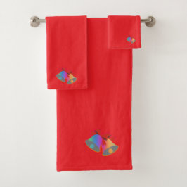 Conjunto De Toalhas Rainbow Christmas Bells Red