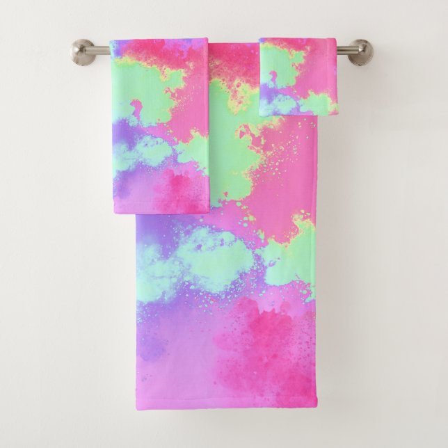 Conjunto De Toalhas Rainbow Paint Splatter (Insitu)