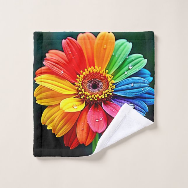 Conjunto De Toalhas Rainbow Petal Flower Art (Pano de lavar)