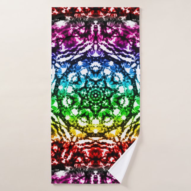 Conjunto De Toalhas Rainbow Tie Dye Mandala Star (Toalha de Banho)