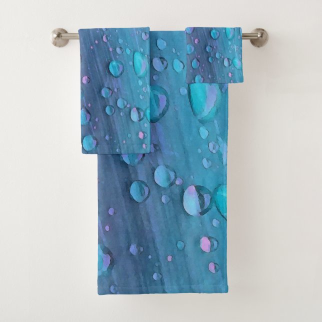 Conjunto De Toalhas Raindrops Fechados, Spacey Blues (Insitu)
