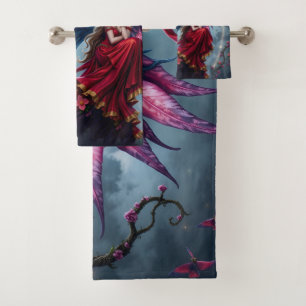 Conjunto De Toalhas Rainha das Fadas da Fantasia Sombria com Asas de B