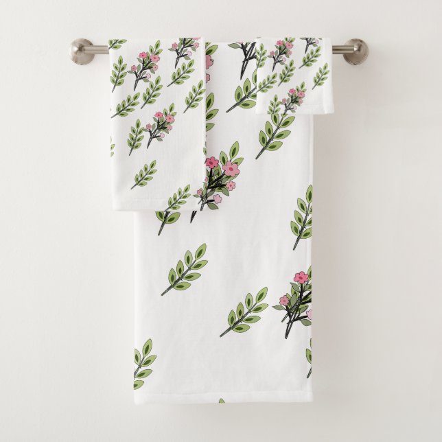 Conjunto De Toalhas Ramalhetes Rosa   (Insitu)