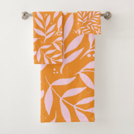 Conjunto De Toalhas ramos bonito - laranja e rosa