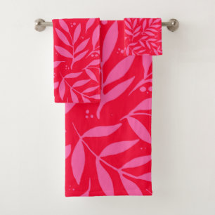 Conjunto De Toalhas ramos bonito - rosa e vermelho
