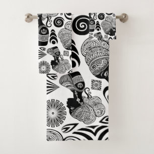 Conjunto De Toalhas Rapariga africana Retrato Tribal Tatuagem