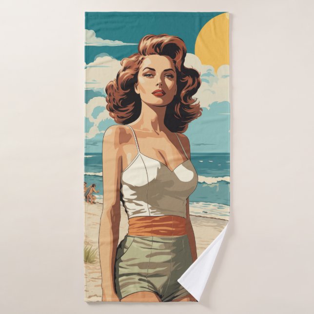 Conjunto De Toalhas Rapariga de Praia de 1950 (Toalha de Banho)