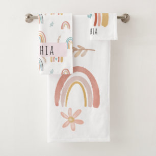 Conjunto De Toalhas Raparigas Cute Boho Watercolor
