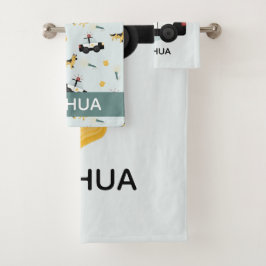 Conjunto De Toalhas Rapazes, Crianças De Padrão De Carro Azul Da Políc