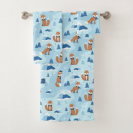 Conjunto De Toalhas Raposas Invernais Geladas