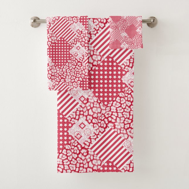 Conjunto De Toalhas Rastreio vermelho e branco (Insitu)