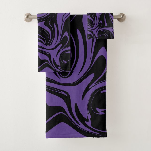 Conjunto De Toalhas Rato de mármore roxo e preto (Insitu)