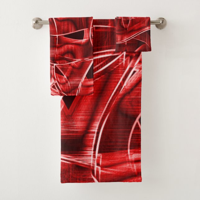 Conjunto De Toalhas Recortes de fita vermelha cruzados e sobrepostas (Insitu)