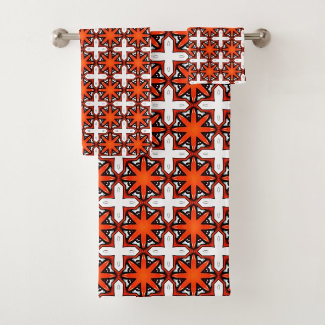 Conjunto De Toalhas Red and orange geometric pattern Towel (Insitu)