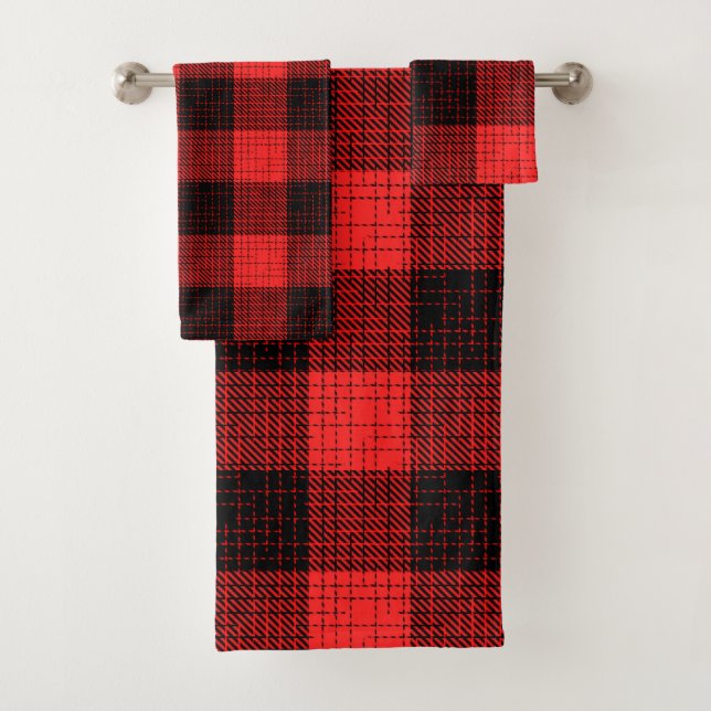 Conjunto De Toalhas  Red Black Crosshatch Buffalo Check (Insitu)