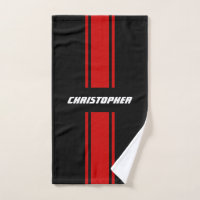 Red Black Racing Stripes White Monogramas Boys