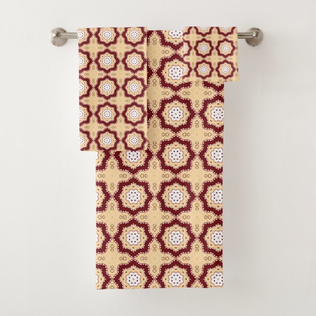 Conjunto De Toalhas Red blue and beige geometric pattern  (Insitu)