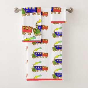 Conjunto De Toalhas Red Blue Kids Choo Choo Train