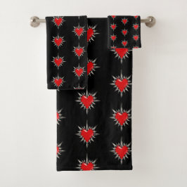 Conjunto De Toalhas Red Chrome Spiked Heart Sigil Towel Set