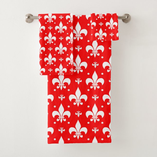 Conjunto De Toalhas Red Fleur-de-lis Design (Insitu)