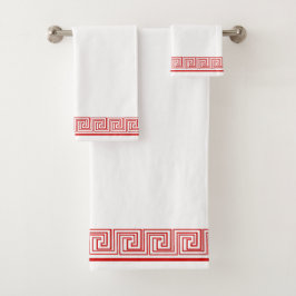 Conjunto De Toalhas Red Grecian Frieze Design