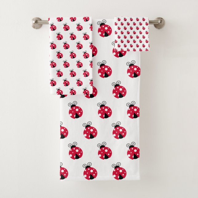 Conjunto De Toalhas Red Ladybug Pattern Towel (Insitu)