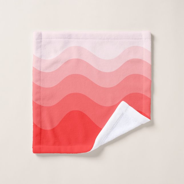 Conjunto De Toalhas Red Pink Wavey Stripe Moderno (Pano de lavar)
