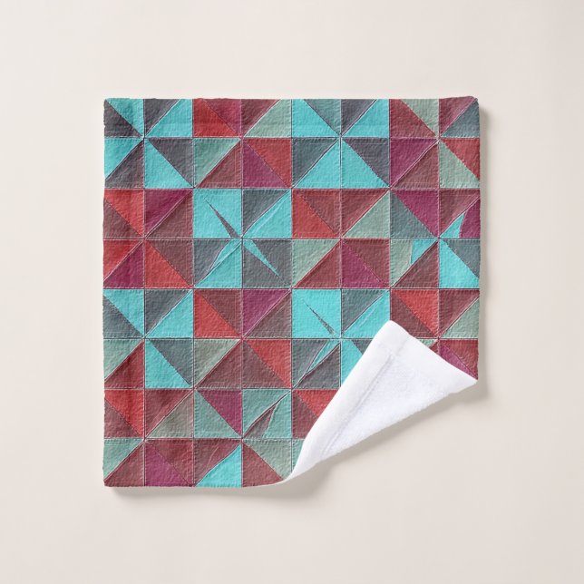 Conjunto De Toalhas red, teal, purple, and gray quilt (Pano de lavar)