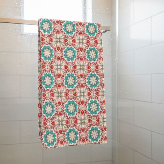 Conjunto De Toalhas Red White And Teal  Bath Towel Set (Criador carregado)