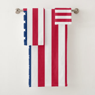 Conjunto De Toalhas Red White e Blue Stars and Stripes Bandeira EUA