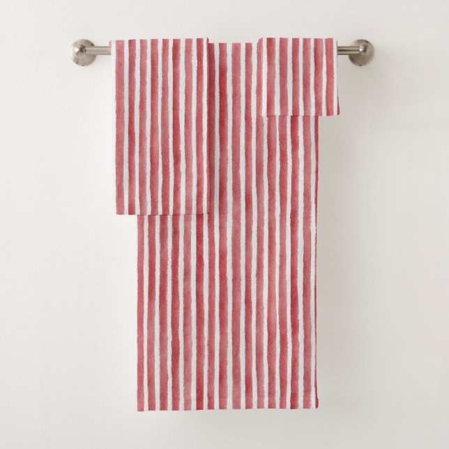 Conjunto De Toalhas Red White Stripes (Insitu)