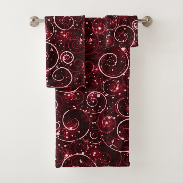 Conjunto De Toalhas Red Winter Swirl (Insitu)