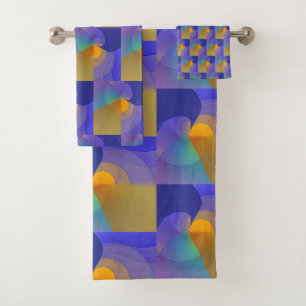 Conjunto De Toalhas Reflexos Geo Blue