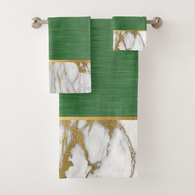 CONJUNTO DE TOALHAS REGREEN GREEN MARBLE DOURADA THROOM TOWEL (Insitu)