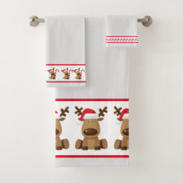 Conjunto De Toalhas Reindeer Candy Cane