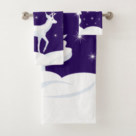 Conjunto De Toalhas Reindeer de Natal Bunny Tree Snow Night Star Sky