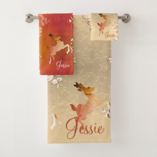 Conjunto De Toalhas Reindeer na Dourada Rosa e Topaz Towel